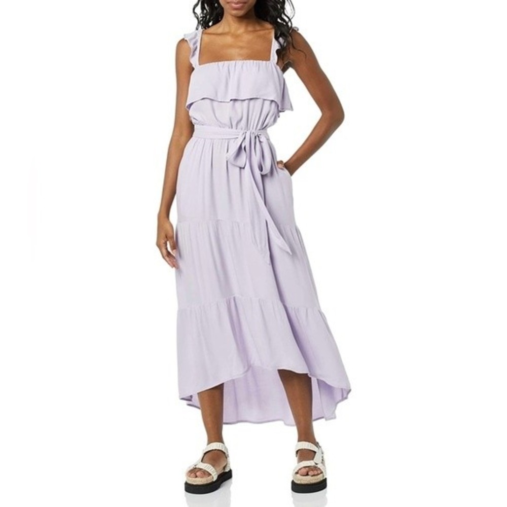 Goodthreads Women's Fluid Twill Vacation Ruffle Midi Dress size Medium